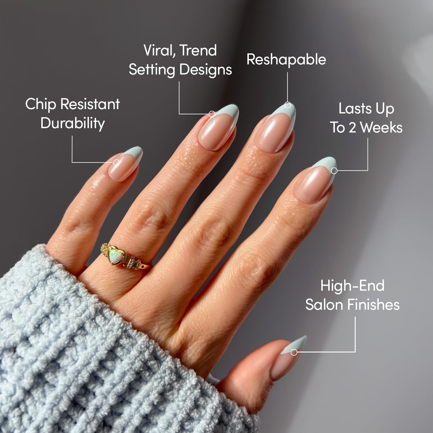 image:imageGlamnetic Press On Nails Short Almond Glossy Fake Nails 30 Pc Full Kit5G Blueberry Icing