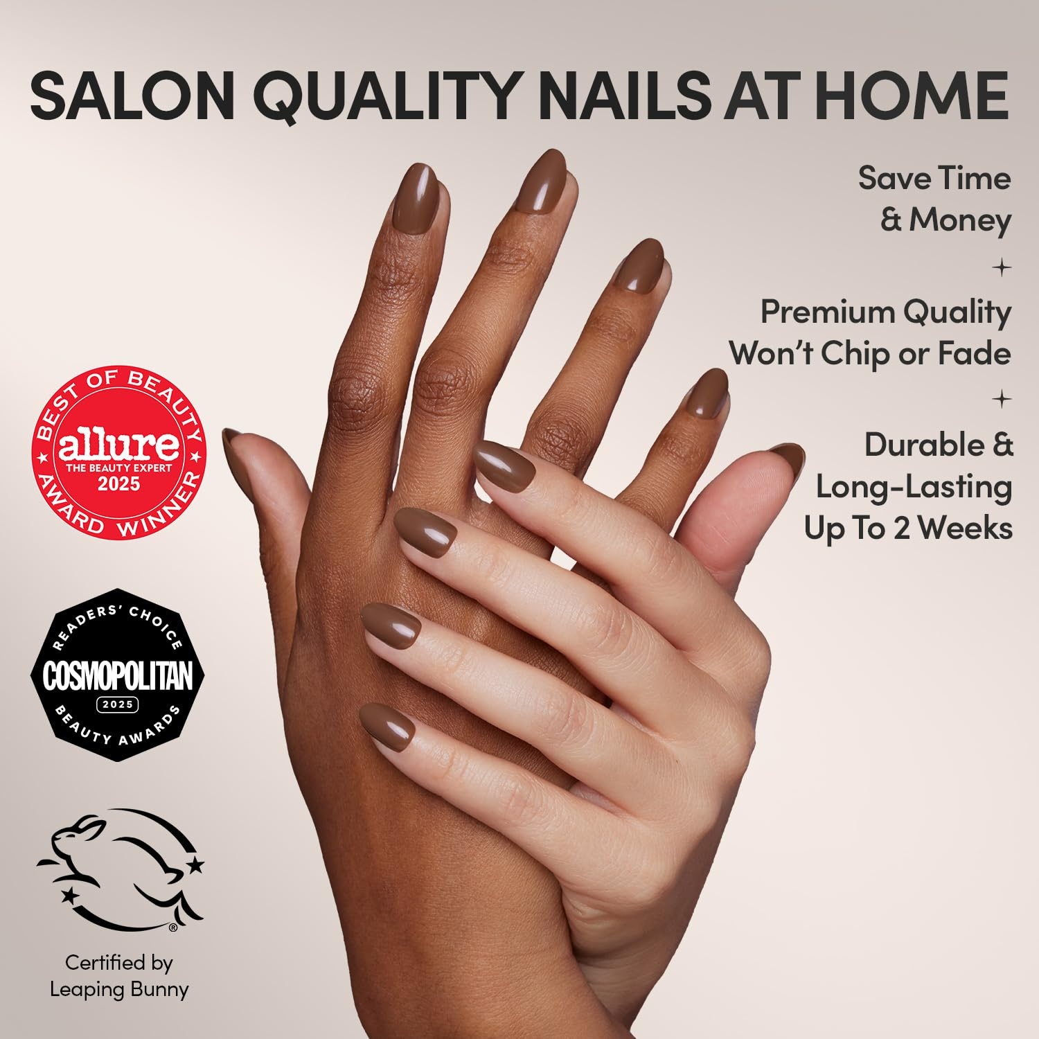 image:imageGlamnetic Press On Nails Short Almond Glossy Fake Nails 30 Pc Full Kit5I Chocolat