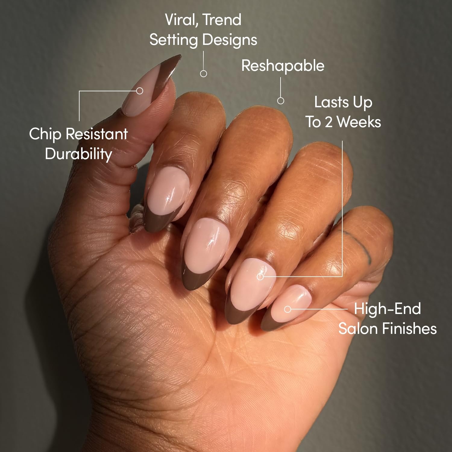image:imageGlamnetic Press On Nails Short Almond Glossy Fake Nails 30 Pc Full Kit5I Chocolat