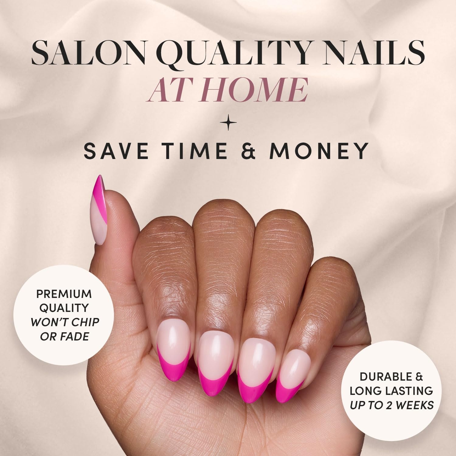 image:imageGlamnetic Press On Nails Short Almond Glossy Fake Nails 30 Pc Full Kit5J Raspberry Sorbet