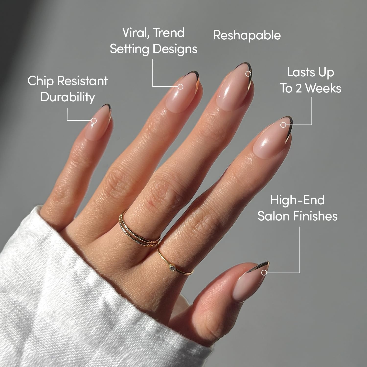 image:imageGlamnetic Press On Nails Short Almond Glossy Fake Nails 30 Pc Full Kit5K Gold Standard