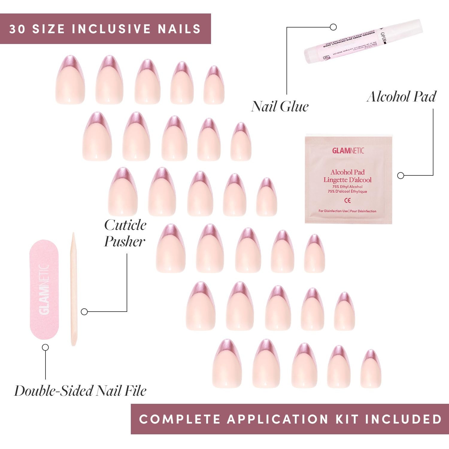 image:imageGlamnetic Press On Nails Short Almond Glossy Fake Nails 30 Pc Full Kit5L Rock Candy