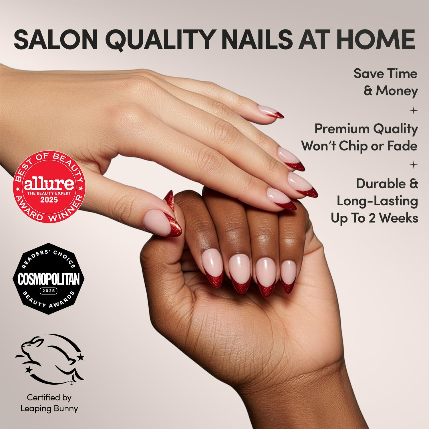 image:imageGlamnetic Press On Nails Short Almond Glossy Fake Nails 30 Pc Full Kit5M Red Affair