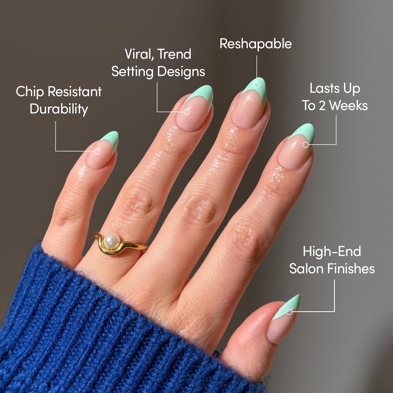 image:imageGlamnetic Press On Nails Short Almond Glossy Fake Nails 30 Pc Full Kit5N Pistachio Creme