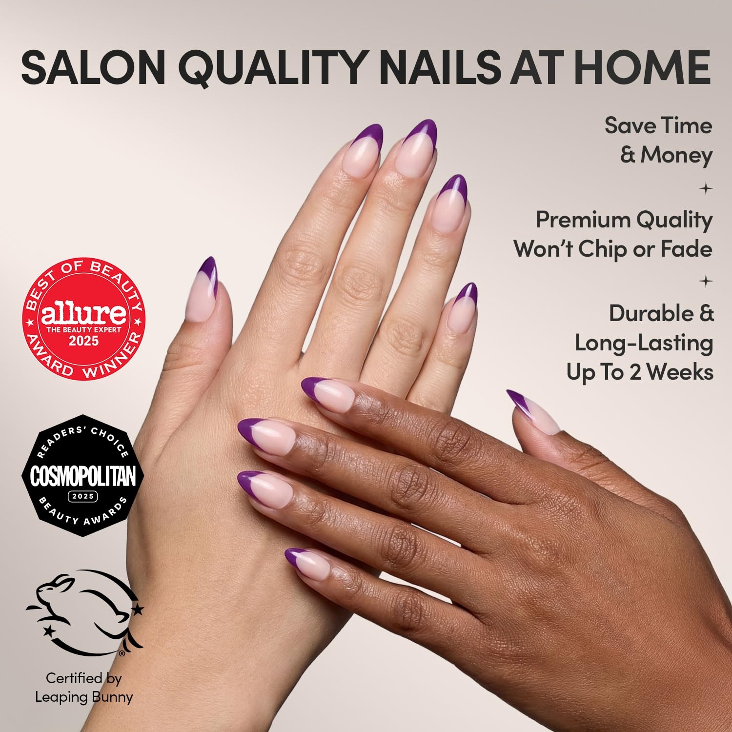 image:imageGlamnetic Press On Nails Short Almond Glossy Fake Nails 30 Pc Full Kit5P Plum