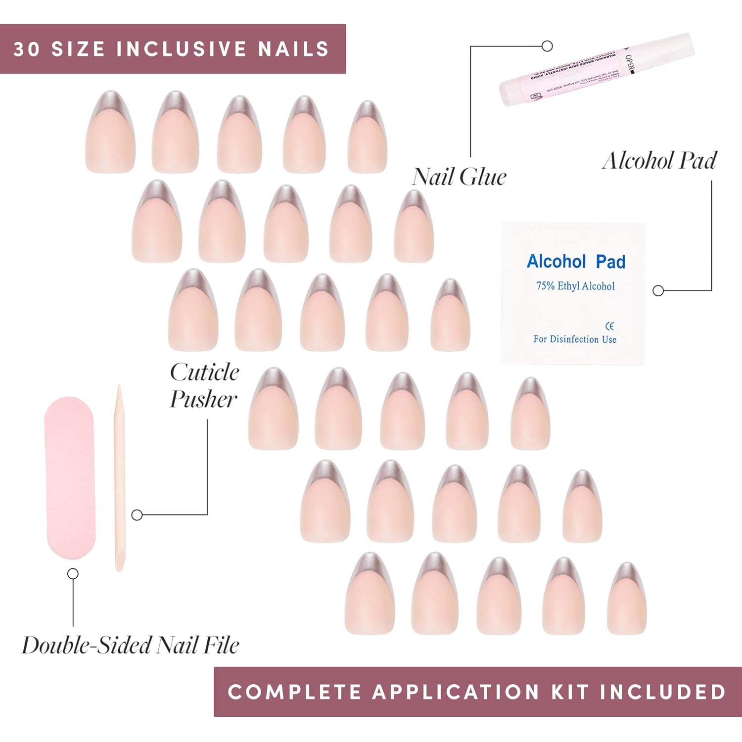 image:imageGlamnetic Press On Nails Short Almond Glossy Fake Nails 30 Pc Full Kit5R Mirror Mirror