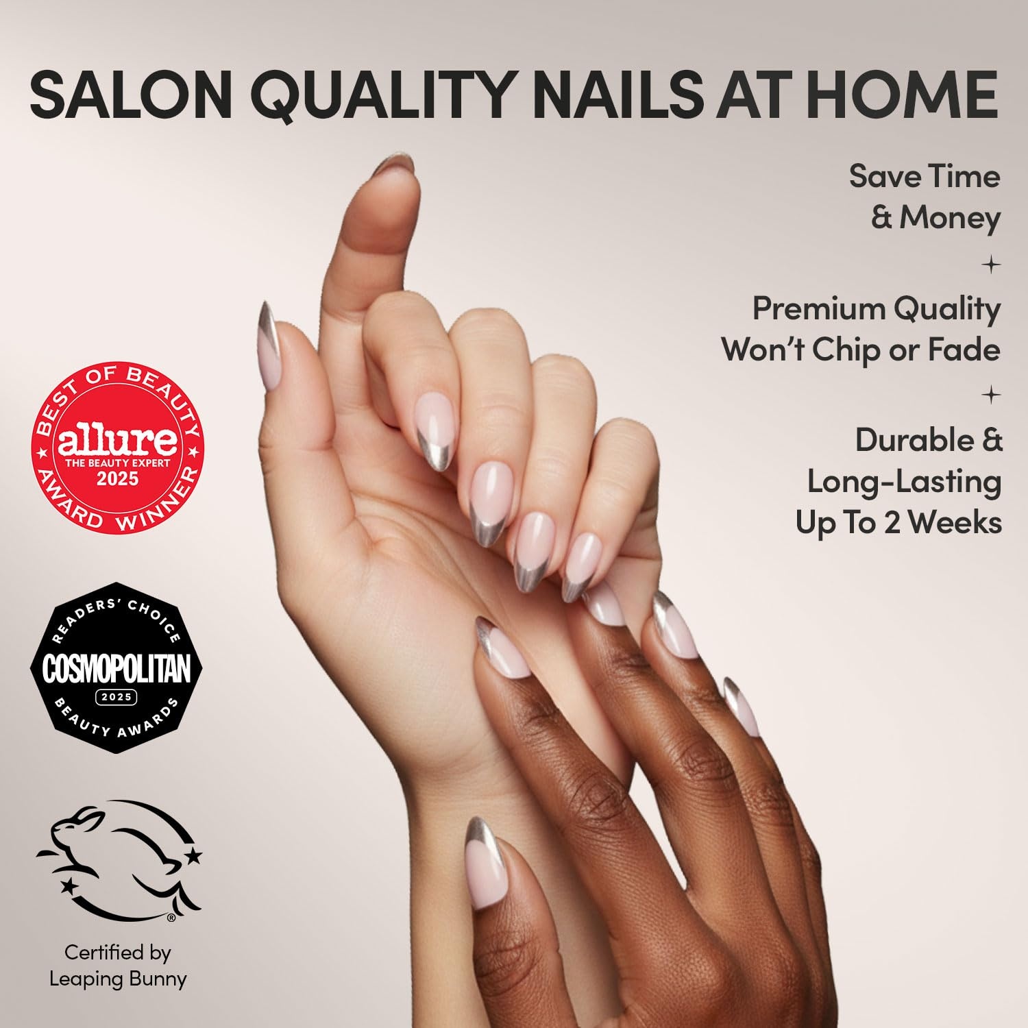 image:imageGlamnetic Press On Nails Short Almond Glossy Fake Nails 30 Pc Full Kit5R Mirror Mirror