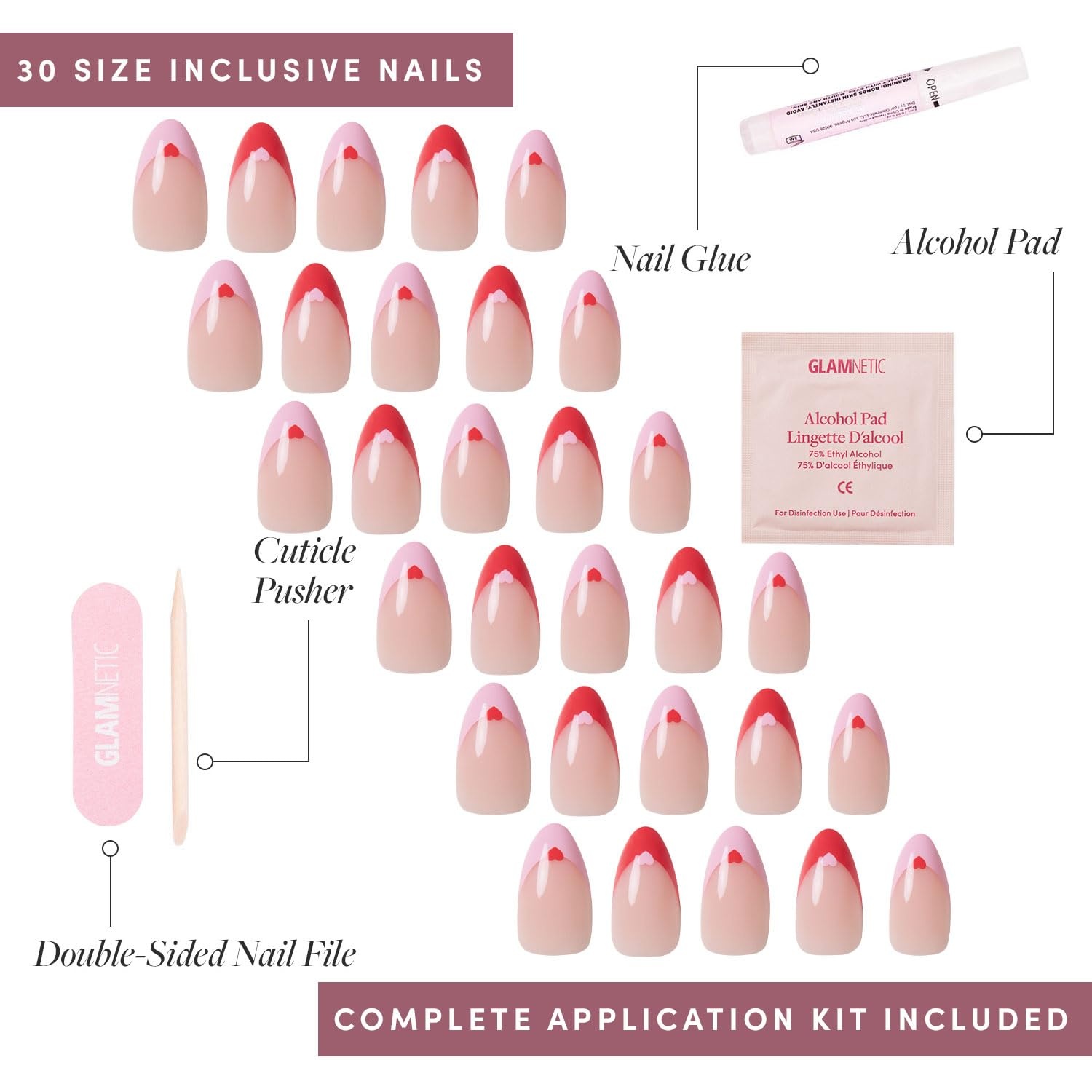 image:imageGlamnetic Press On Nails Short Almond Glossy Fake Nails 30 Pc Full Kit5S Pure Hearted