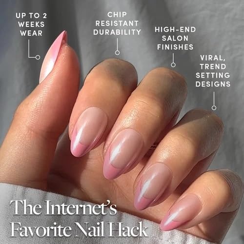 image:imageGlamnetic Press On Nails Short Almond Glossy Fake Nails 30 Pc Full KitBubble Gum Glaze