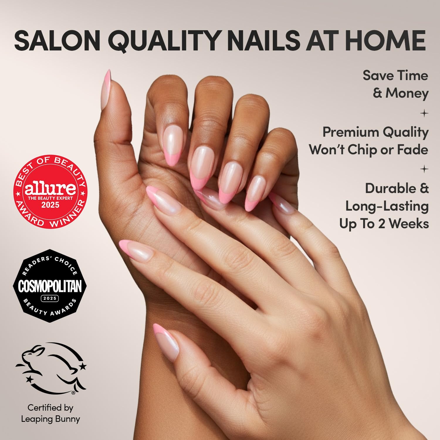 image:imageGlamnetic Press On Nails Short Almond Glossy Fake Nails 30 Pc Full KitBubble Gum Glaze