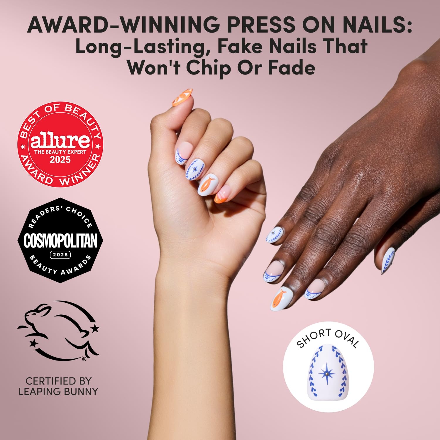 image:imageGlamnetic Press On Nails Short Almond Glossy Fake Nails 30 Pc Full KitCitrus Coast