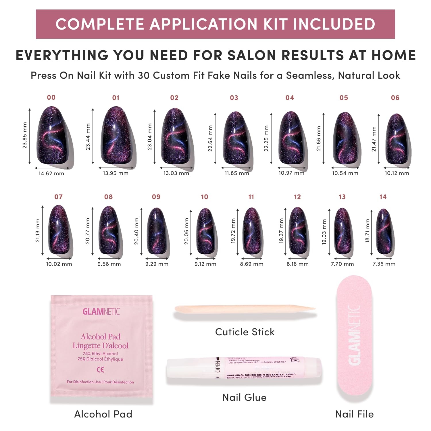 image:imageGlamnetic Press On Nails Short Almond Matte Fake Nails 30 Pc Full Kit2A Mystic Topaz