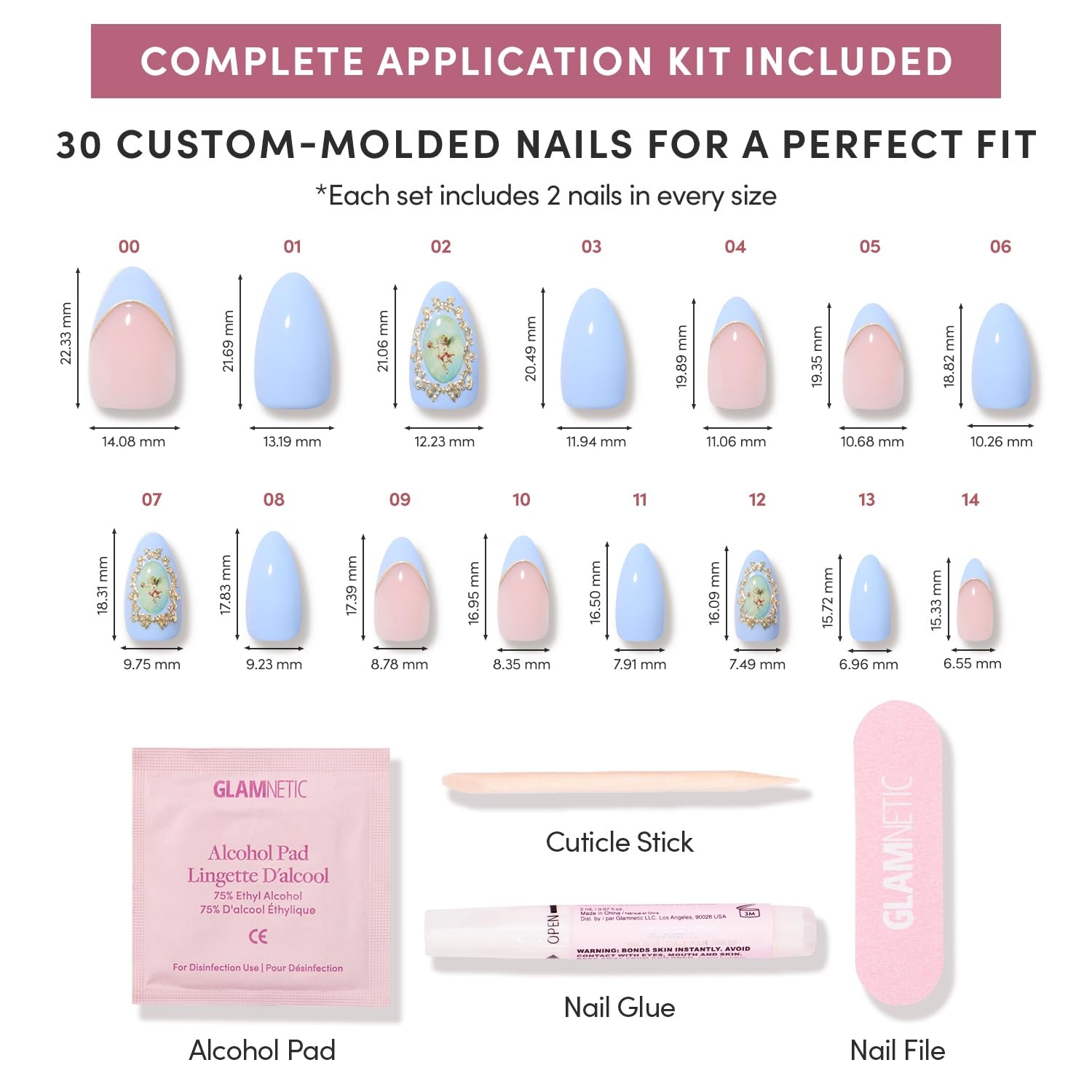 image:imageGlamnetic Press On Nails Short Almond Matte Fake Nails 30 Pc Full Kit4A Angel In Blue