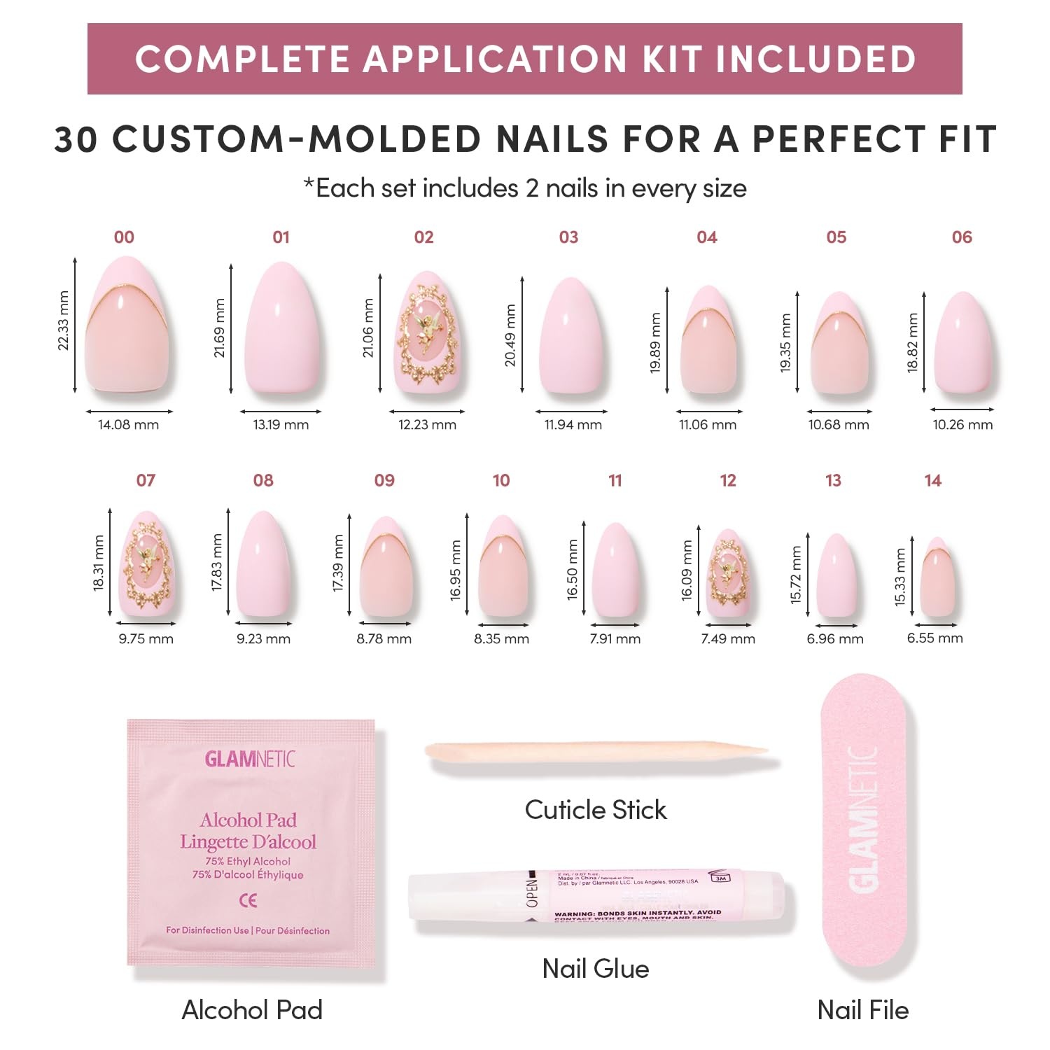 image:imageGlamnetic Press On Nails Short Almond Matte Fake Nails 30 Pc Full Kit4B Lovers Crest