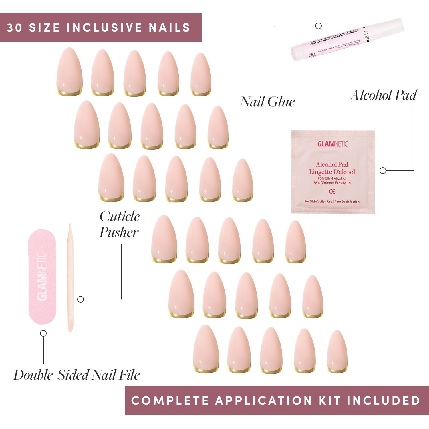 image:imageGlamnetic Press On Nails Short Almond Matte Fake Nails 30 Pc Full Kit4C Goal Getter