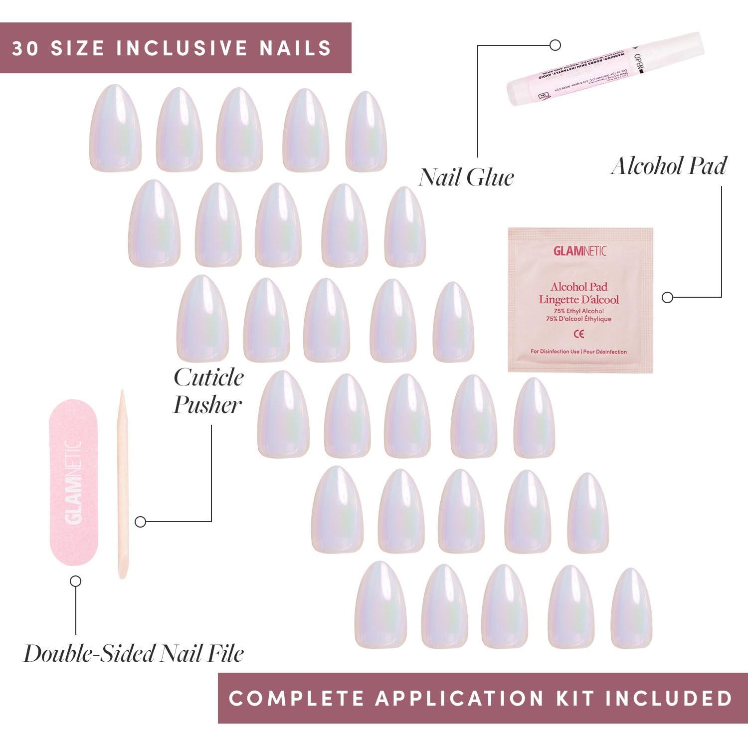 image:imageGlamnetic Press On Nails Short Almond Matte Fake Nails 30 Pc Full Kit4D Entranced
