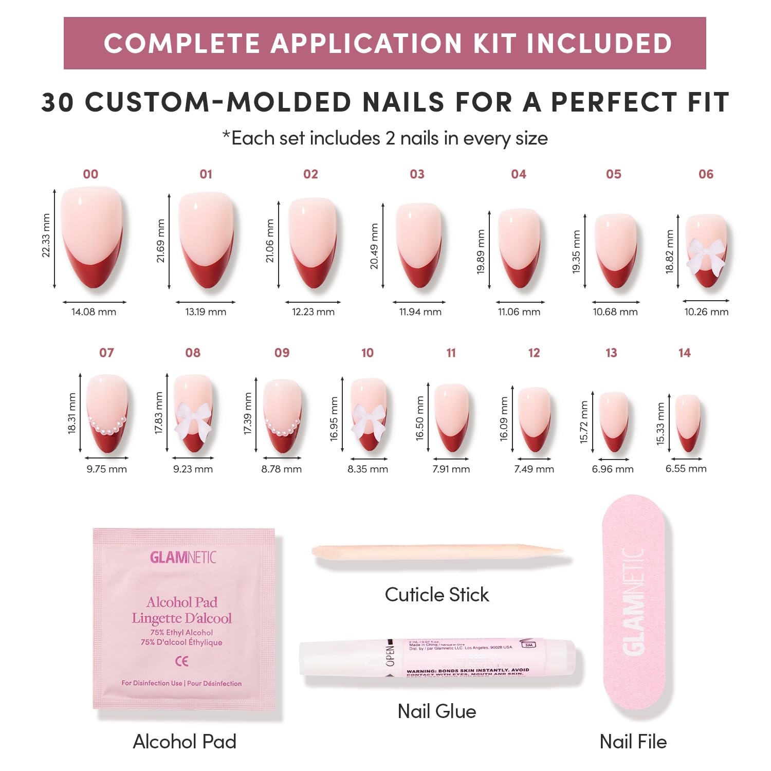 image:imageGlamnetic Press On Nails Short Almond Matte Fake Nails 30 Pc Full Kit4E Ruby Ribbons