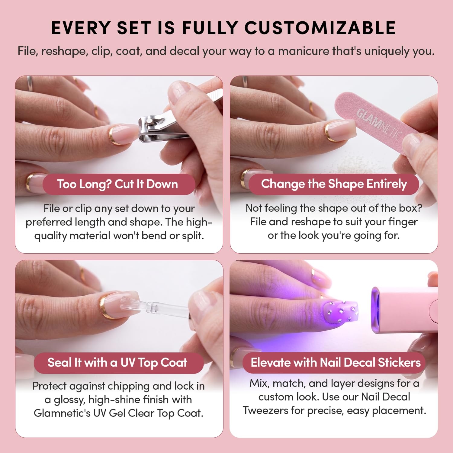 image:imageGlamnetic Press On Nails Short Almond Matte Fake Nails 30 Pc Full Kit4F Astro