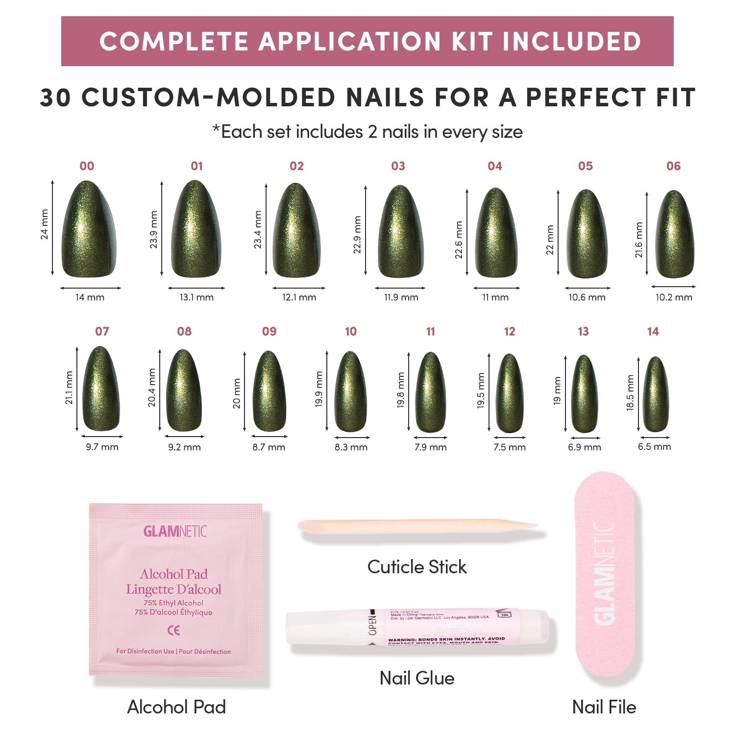 image:imageGlamnetic Press On Nails Short Almond Matte Fake Nails 30 Pc Full Kit4G Cutie Pine