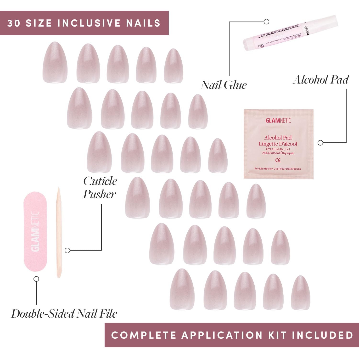 image:imageGlamnetic Press On Nails Short Almond Matte Fake Nails 30 Pc Full Kit4J Selenite
