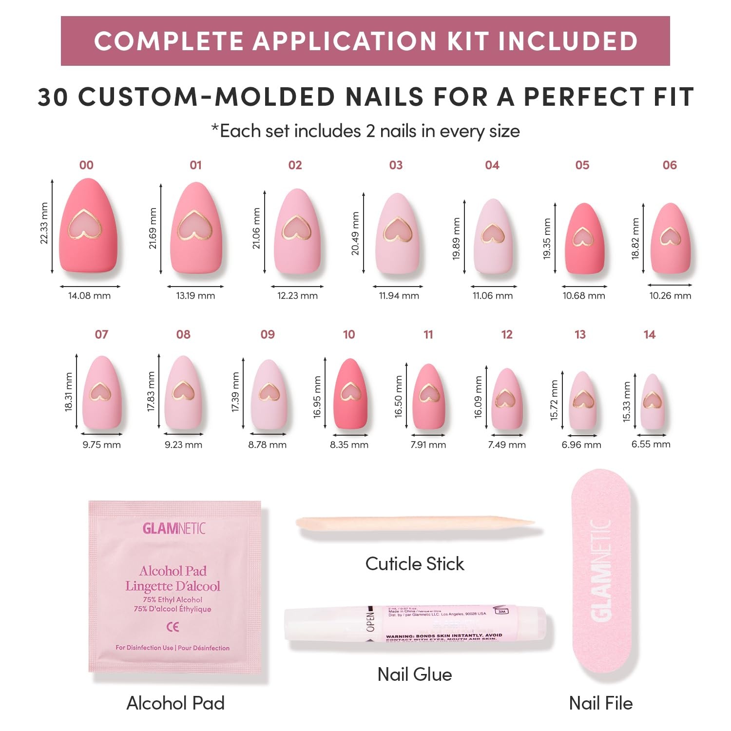 image:imageGlamnetic Press On Nails Short Almond Matte Fake Nails 30 Pc Full Kit4K Matte In Love