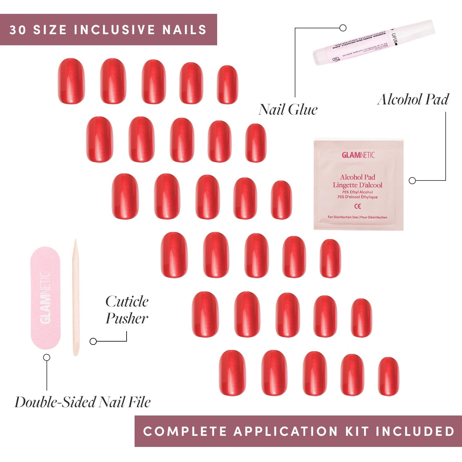 image:imageGlamnetic Press On Nails Short Almond Matte Fake Nails 30 Pc Full KitCherry Glaze