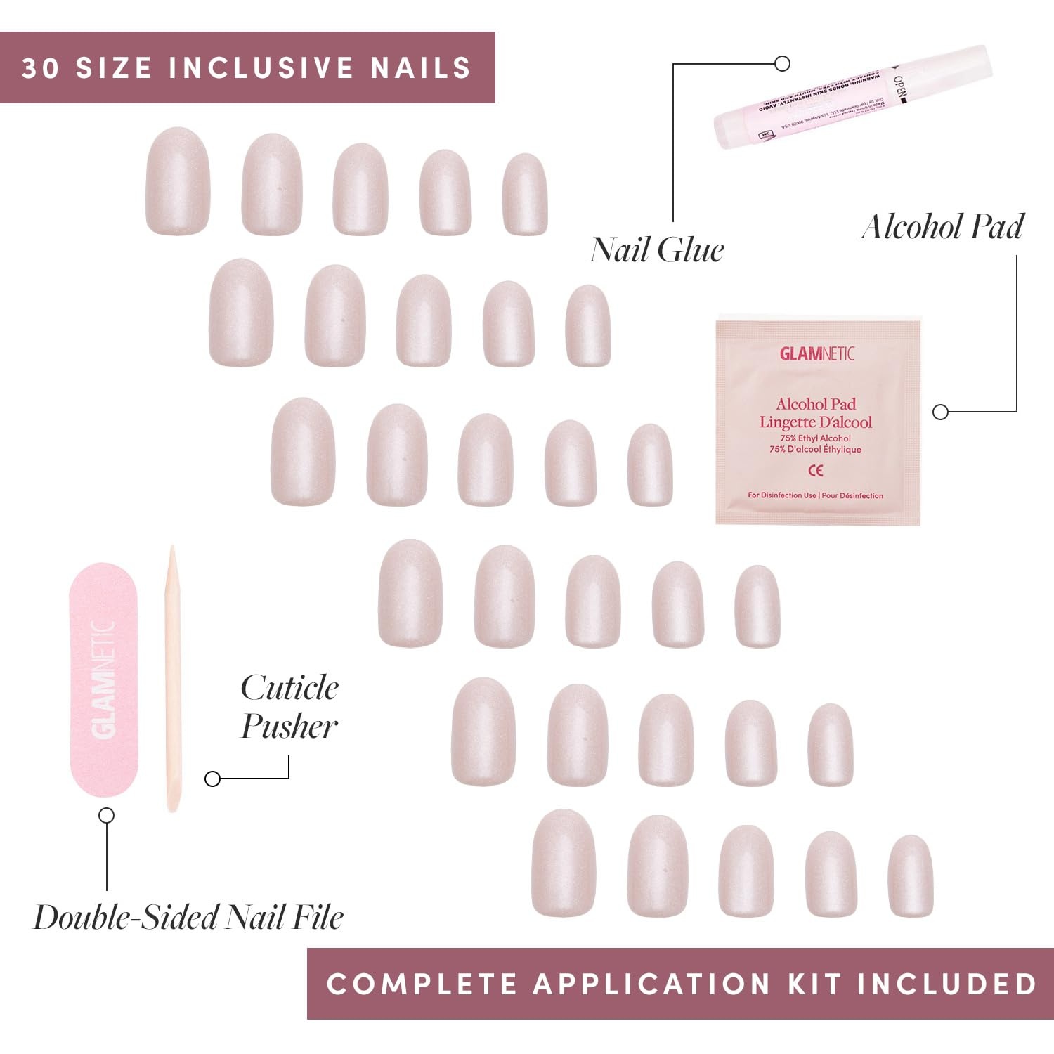 image:imageGlamnetic Press On Nails Short Almond Matte Fake Nails 30 Pc Full KitPure Intentions