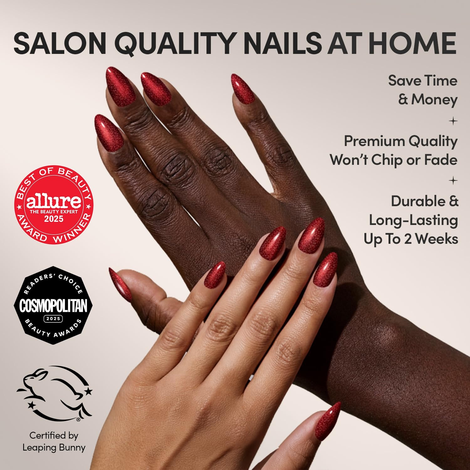 image:imageGlamnetic Press On Nails Short Almond Matte Fake Nails 30 Pc Full KitRuby Slipper
