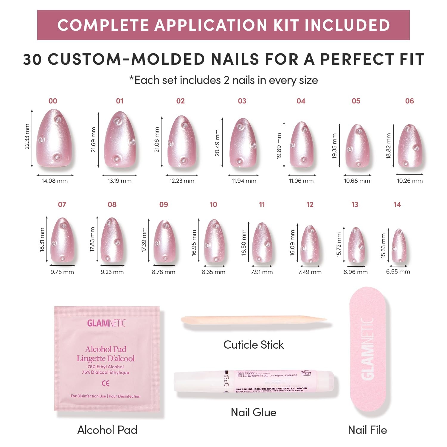 image:imageGlamnetic Press On Nails Short Almond Velvet Fake Nails 30 Pc Full Kit2K Pearl Me Softly