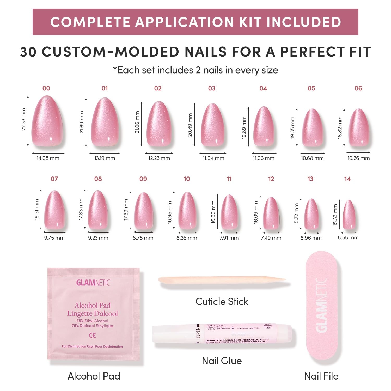 image:imageGlamnetic Press On Nails Short Almond Velvet Fake Nails 30 Pc Full Kit2M Shine For You