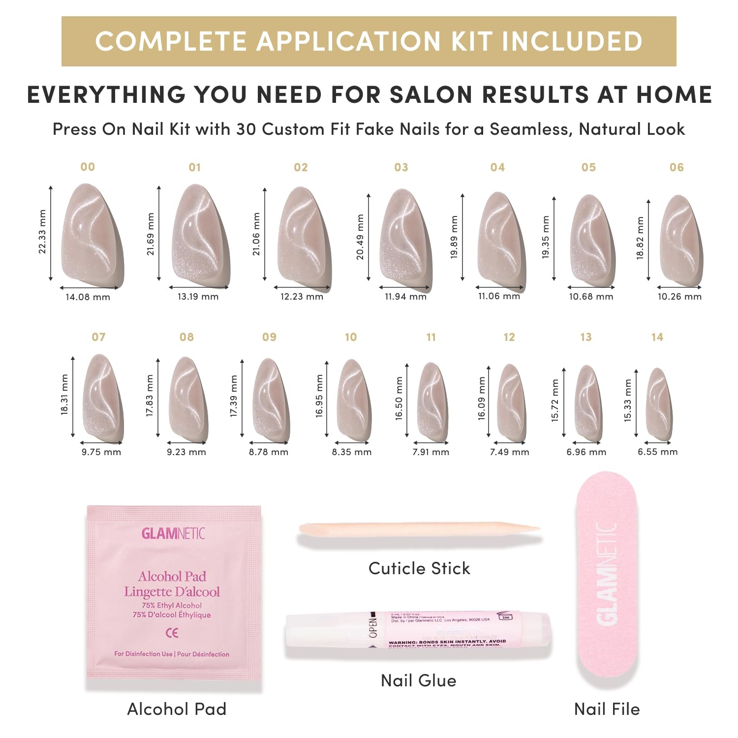 image:imageGlamnetic Press On Nails Short Almond Velvet Fake Nails 30 Pc Full Kit4 WOOMAN