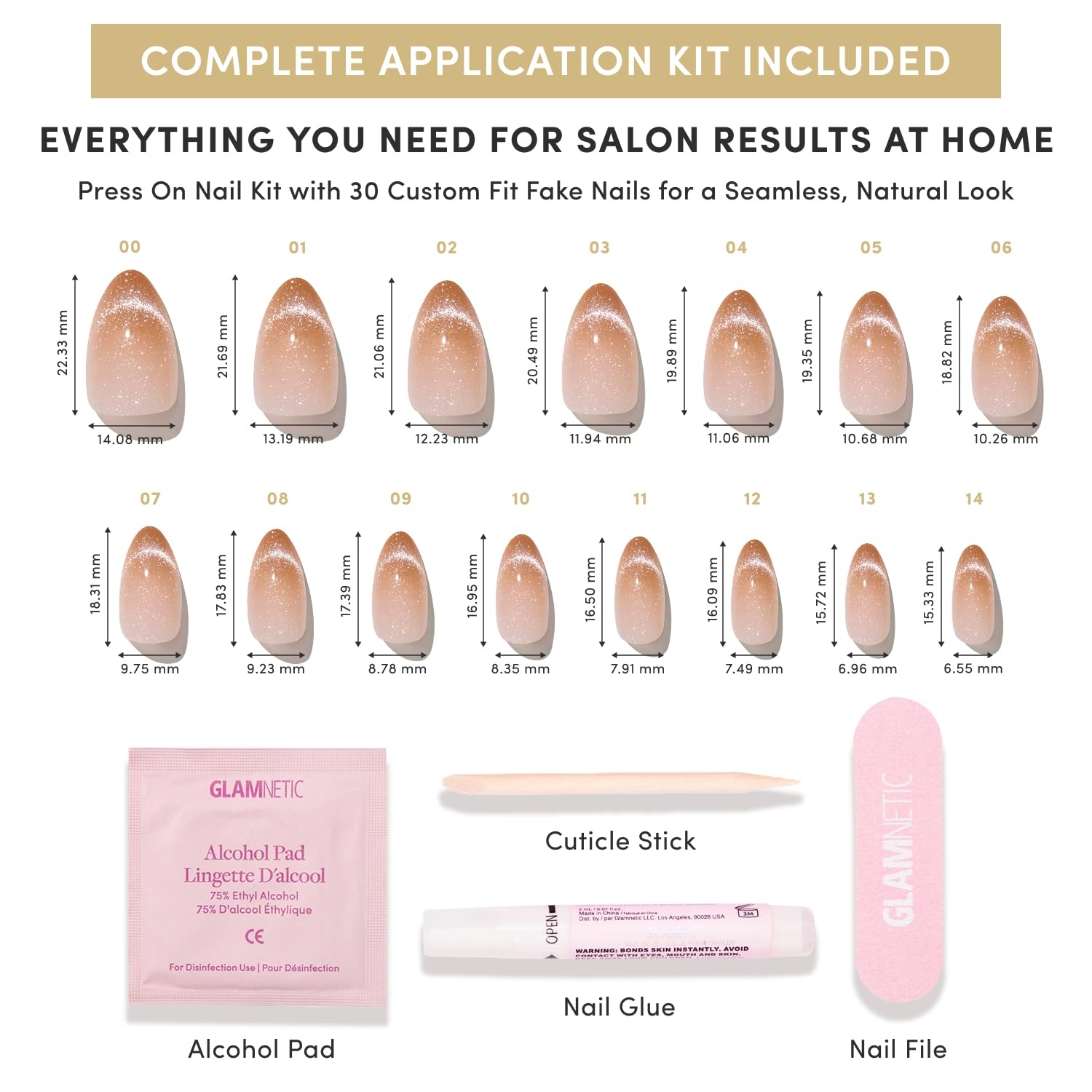 image:imageGlamnetic Press On Nails Short Almond Velvet Fake Nails 30 Pc Full KitEarned Not Given