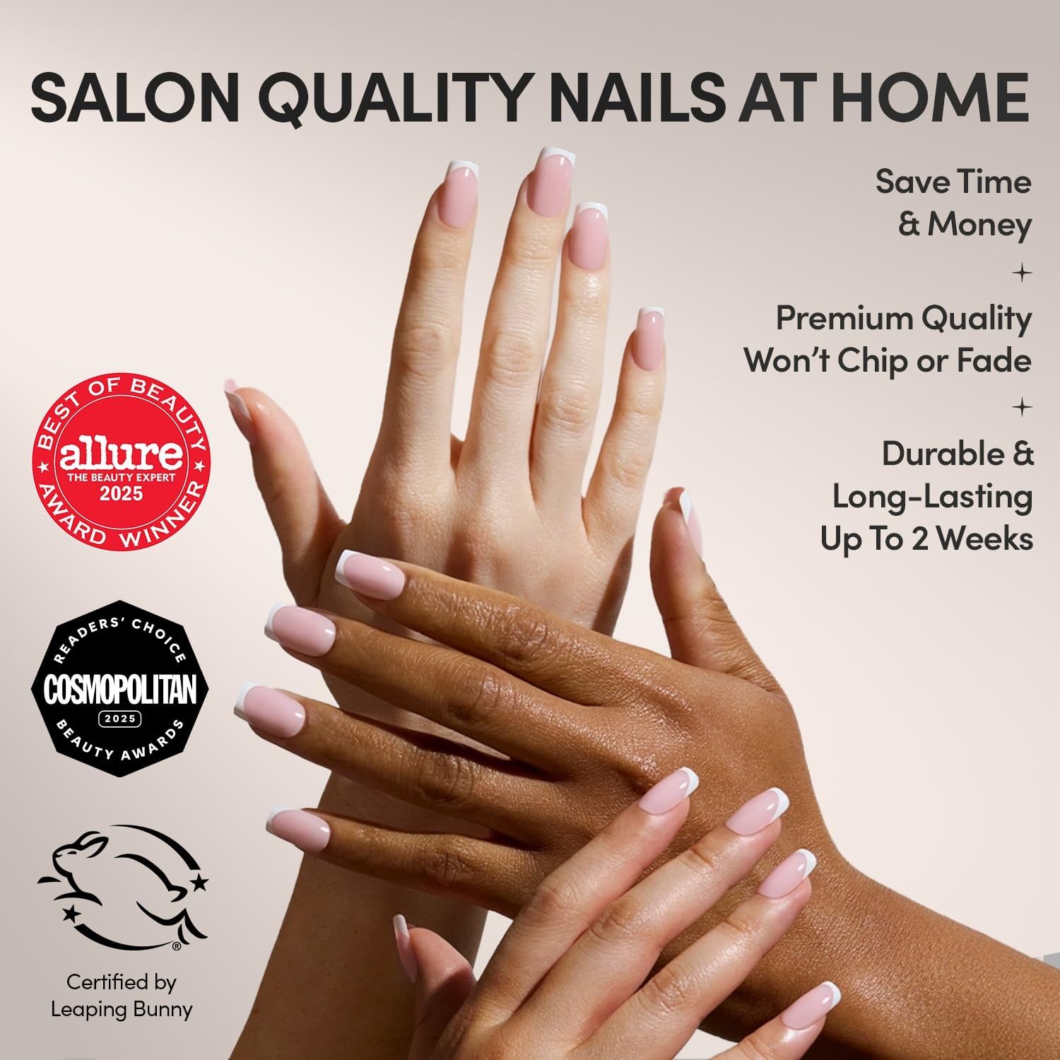 image:imageGlamnetic Press On Nails Short Oval Velvet Fake Nails 30 Pc Full Kit1B Classy French