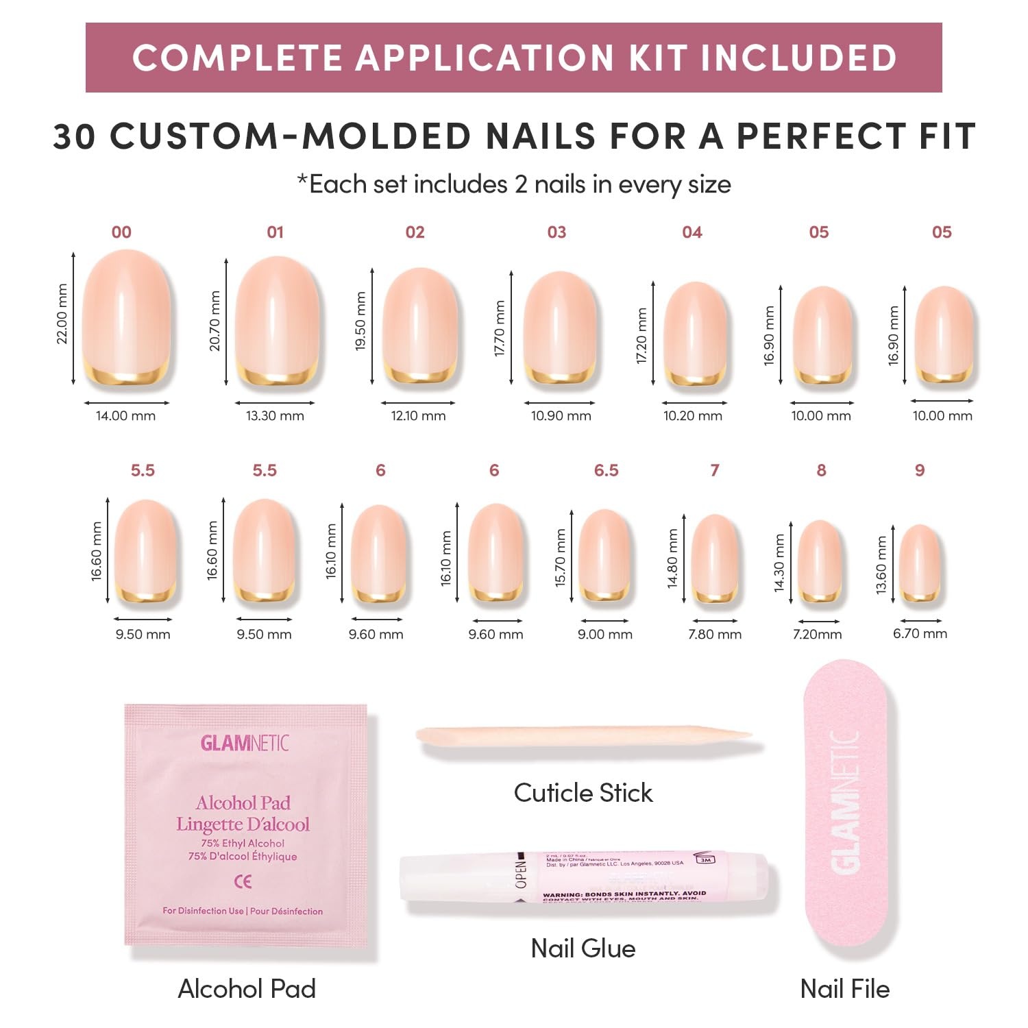 image:imageGlamnetic Press On Nails Short Oval Velvet Fake Nails 30 Pc Full Kit1C Goal Digger