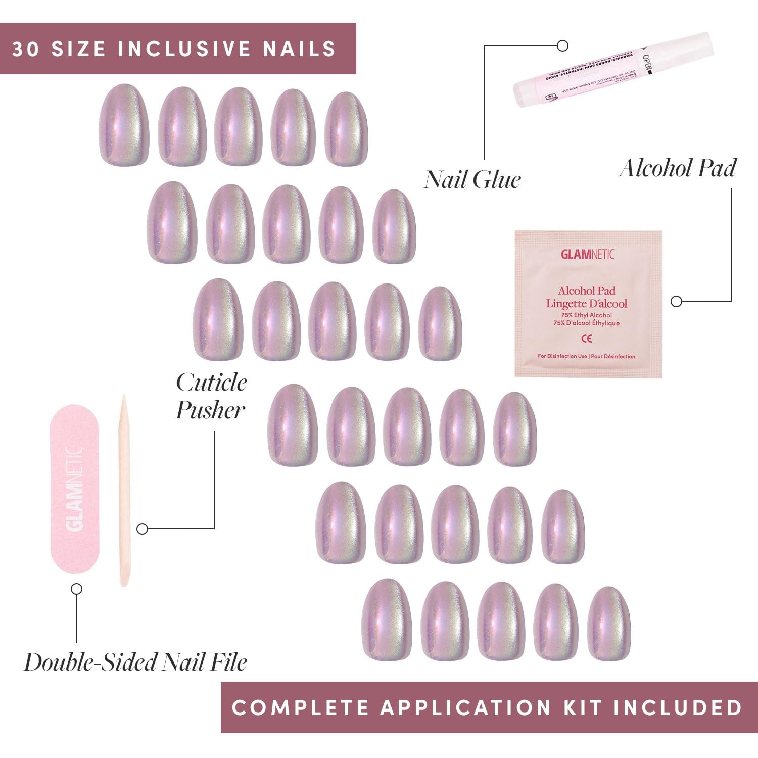 image:imageGlamnetic Press On Nails Short Oval Velvet Fake Nails 30 Pc Full Kit2B Oyster