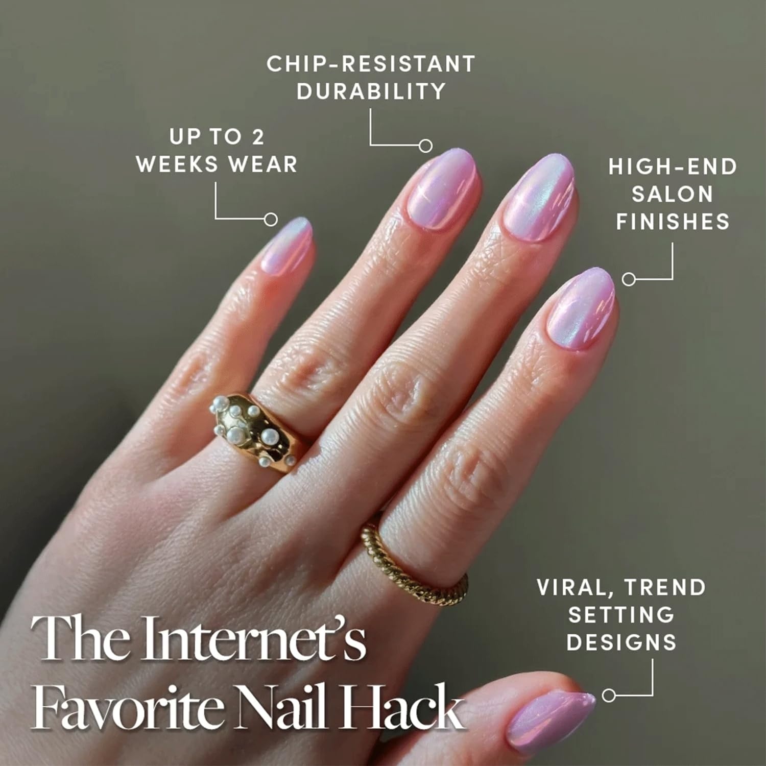 image:imageGlamnetic Press On Nails Short Oval Velvet Fake Nails 30 Pc Full Kit2B Oyster