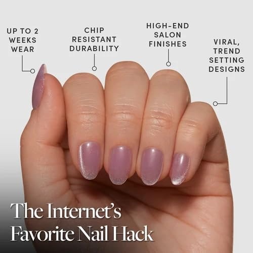 image:imageGlamnetic Press On Nails Short Oval Velvet Fake Nails 30 Pc Full Kit2D Fairy Dust
