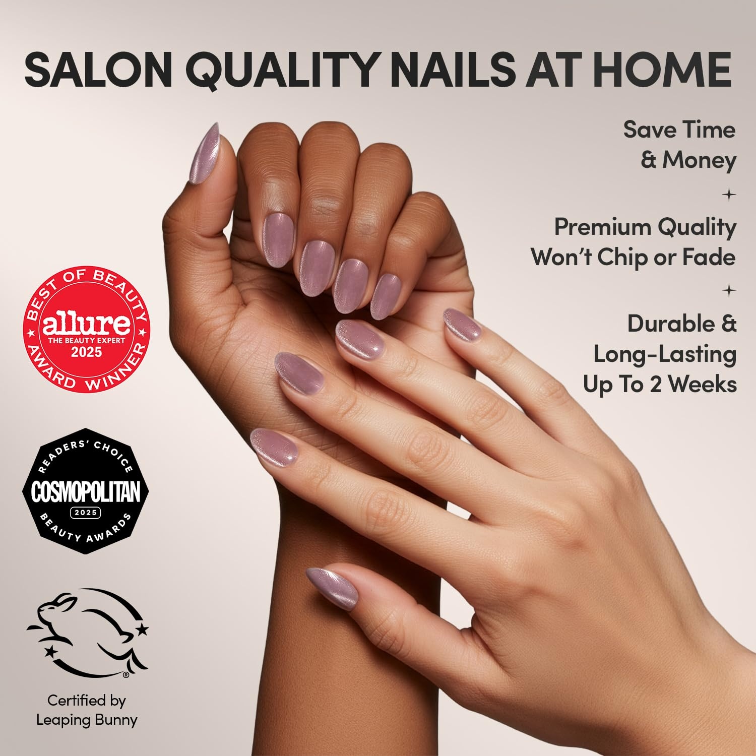image:imageGlamnetic Press On Nails Short Oval Velvet Fake Nails 30 Pc Full Kit2D Fairy Dust