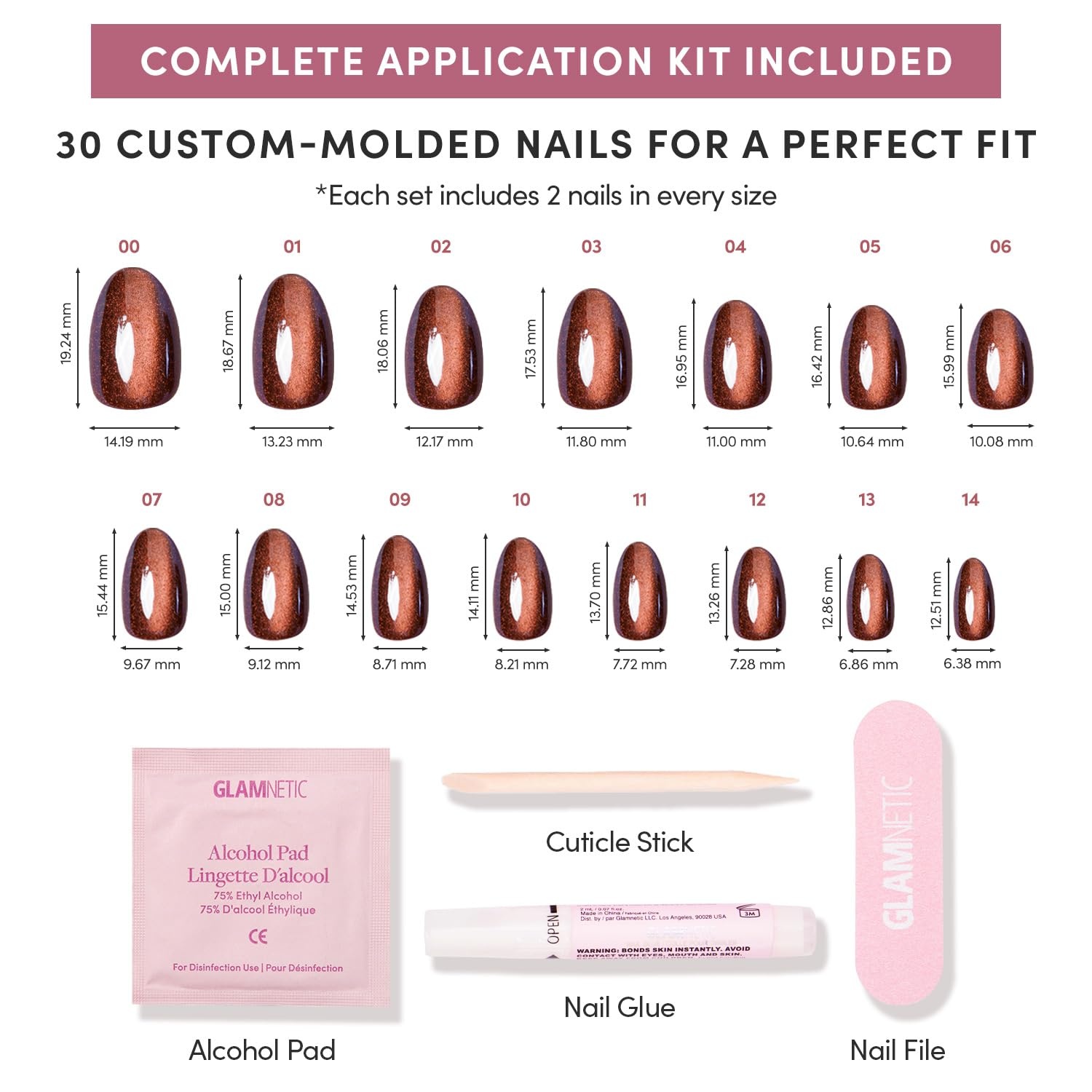 image:imageGlamnetic Press On Nails Short Oval Velvet Fake Nails 30 Pc Full Kit2E Magnetic Moscow