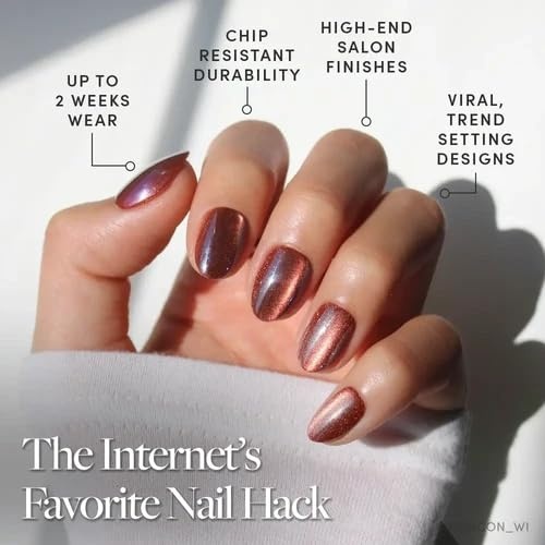 image:imageGlamnetic Press On Nails Short Oval Velvet Fake Nails 30 Pc Full Kit2E Magnetic Moscow