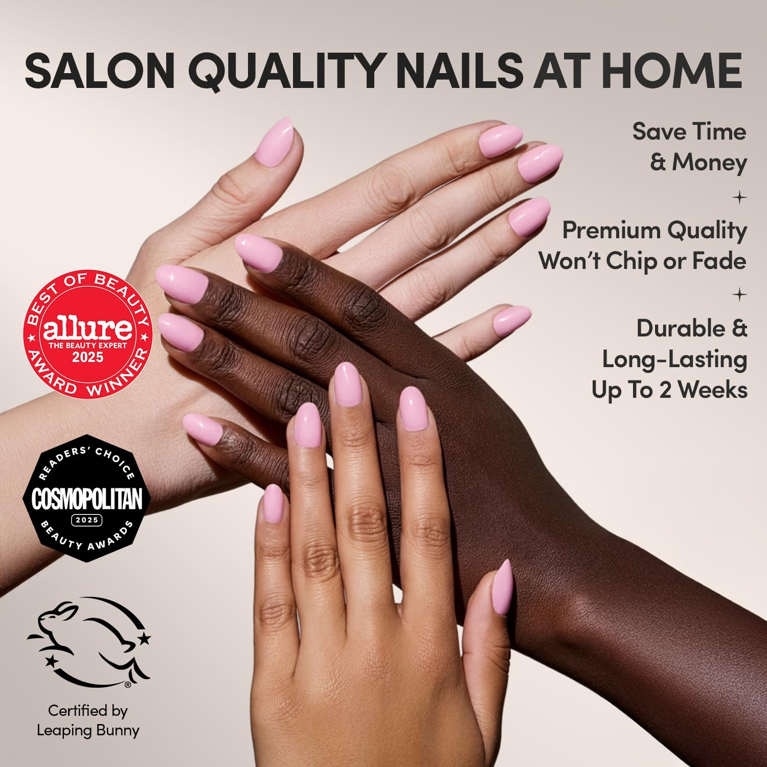 image:imageGlamnetic Press On Nails Short Oval Velvet Fake Nails 30 Pc Full Kit2F Think Pink