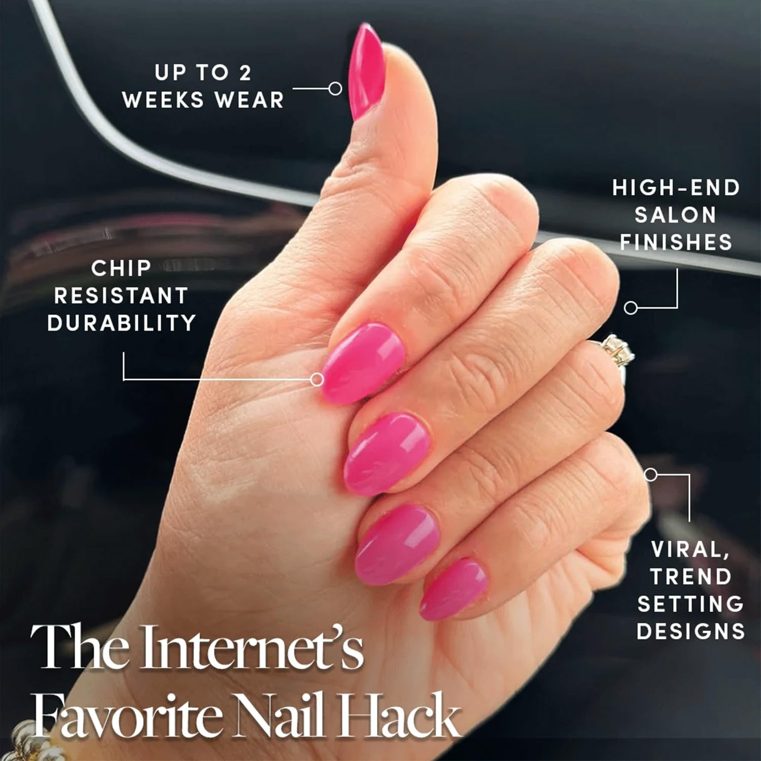 image:imageGlamnetic Press On Nails Short Oval Velvet Fake Nails 30 Pc Full Kit2H Hot Pink