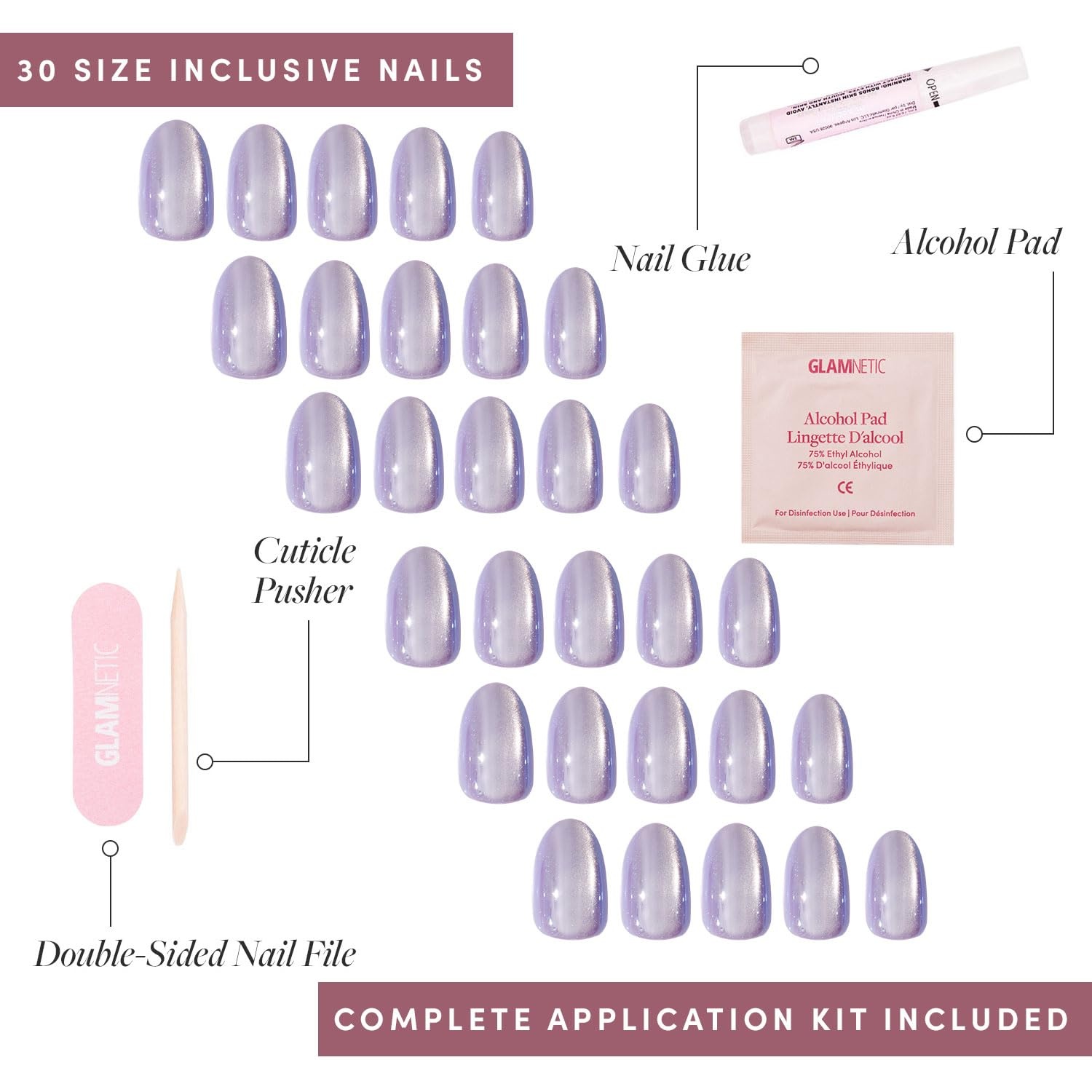 image:imageGlamnetic Press On Nails Short Oval Velvet Fake Nails 30 Pc Full Kit2I Mermaids Tail