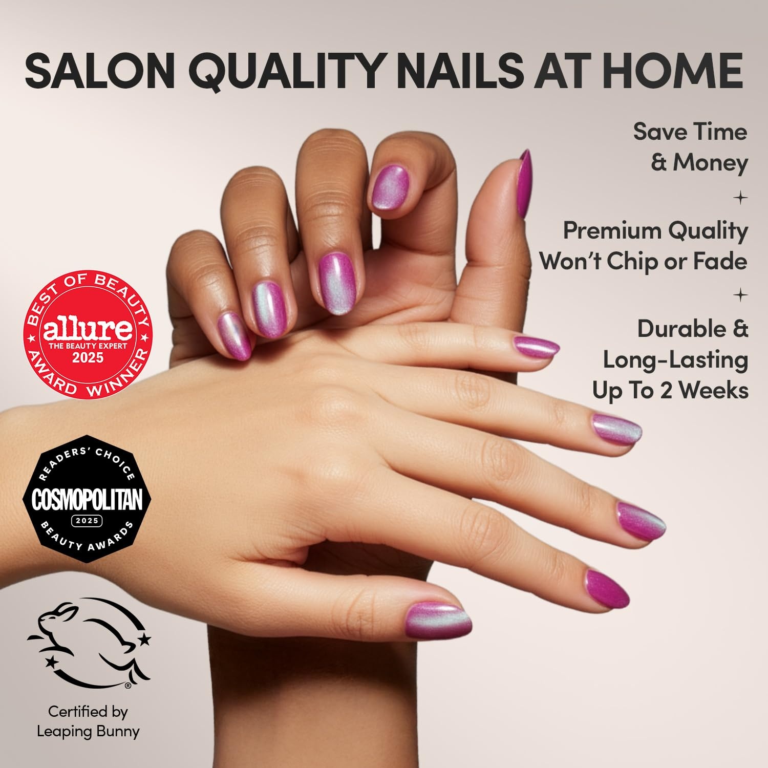 image:imageGlamnetic Press On Nails Short Oval Velvet Fake Nails 30 Pc Full Kit2J Berry Fizz