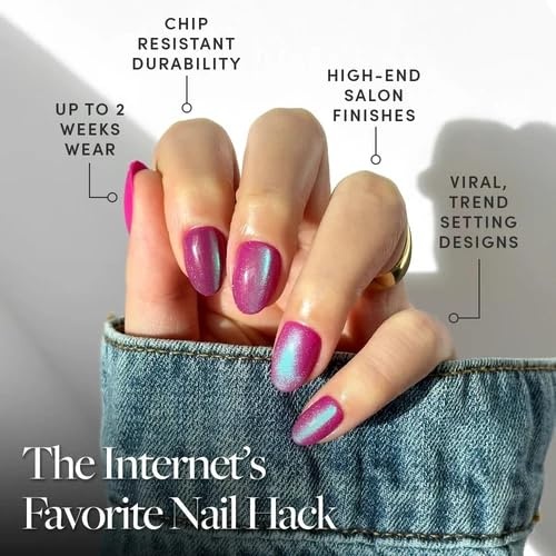 image:imageGlamnetic Press On Nails Short Oval Velvet Fake Nails 30 Pc Full Kit2J Berry Fizz