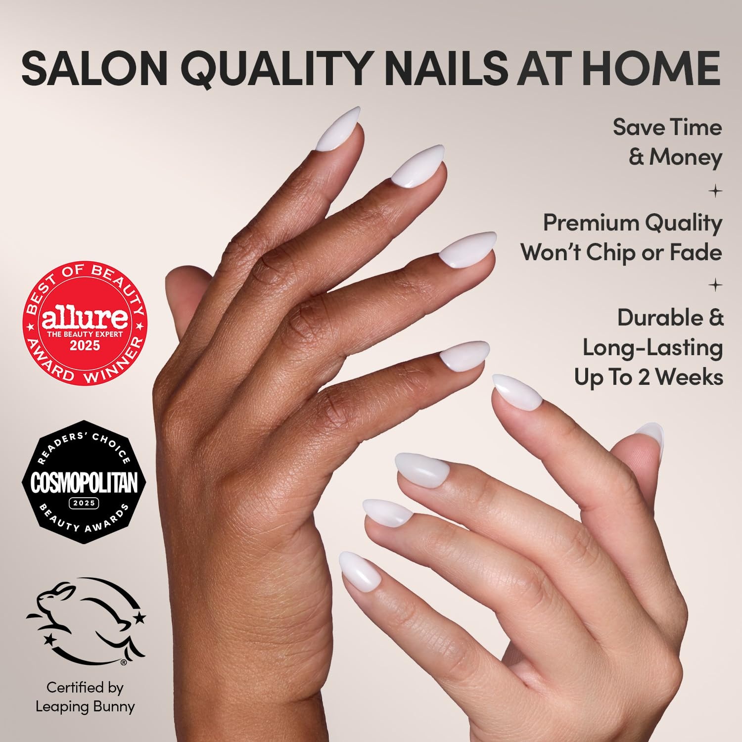 image:imageGlamnetic Press On Nails Short Oval Velvet Fake Nails 30 Pc Full Kit2K White Swan