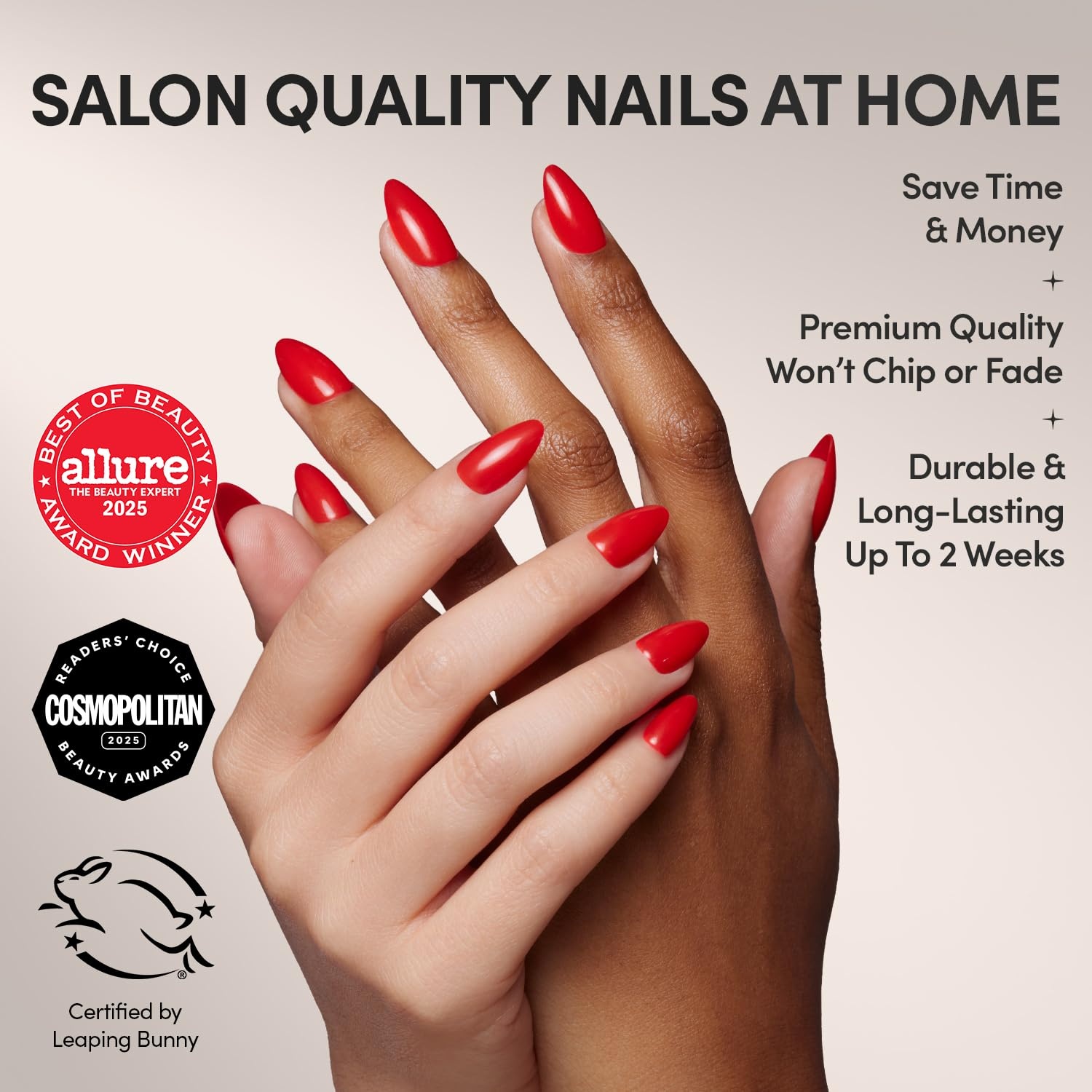 image:imageGlamnetic Press On Nails Short Oval Velvet Fake Nails 30 Pc Full Kit3B Fiery Red