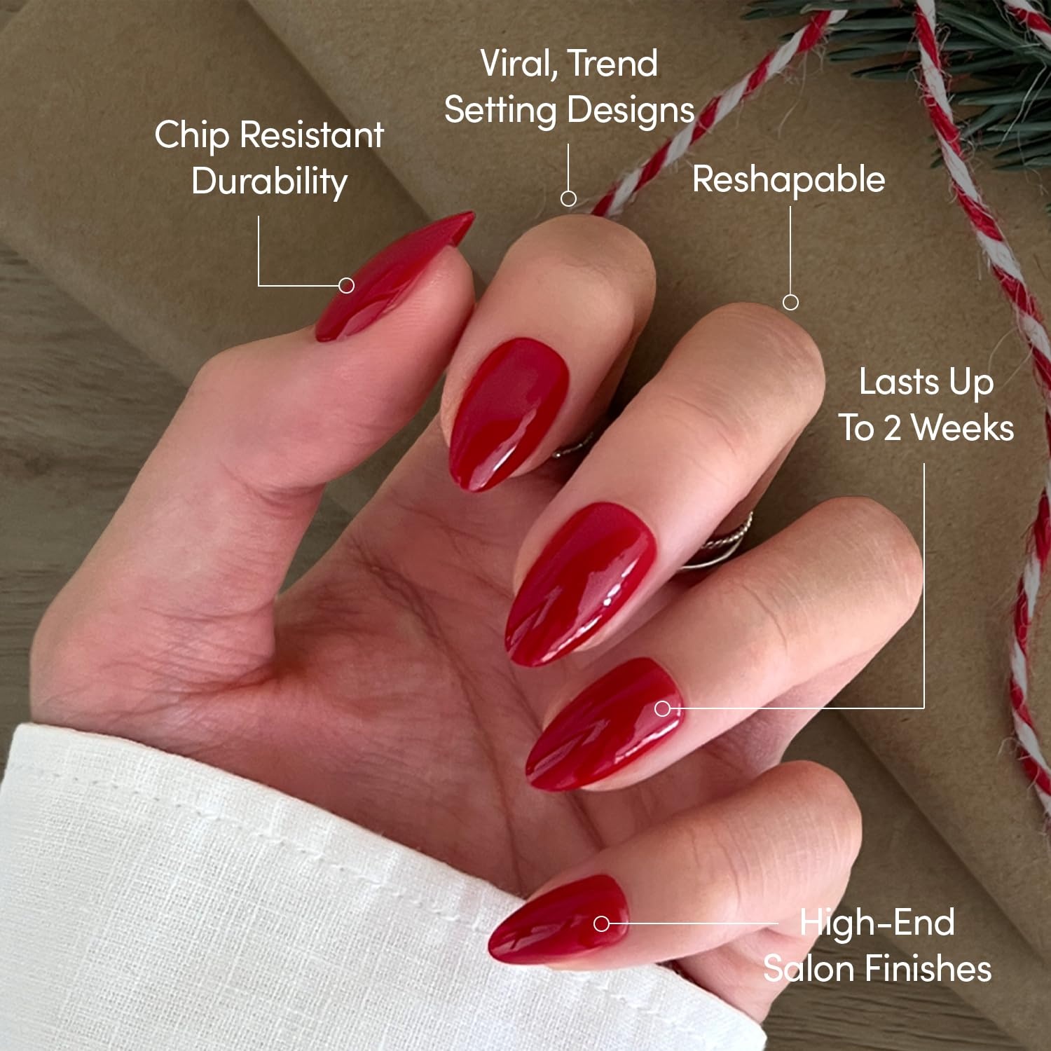 image:imageGlamnetic Press On Nails Short Oval Velvet Fake Nails 30 Pc Full Kit3C Classic Red