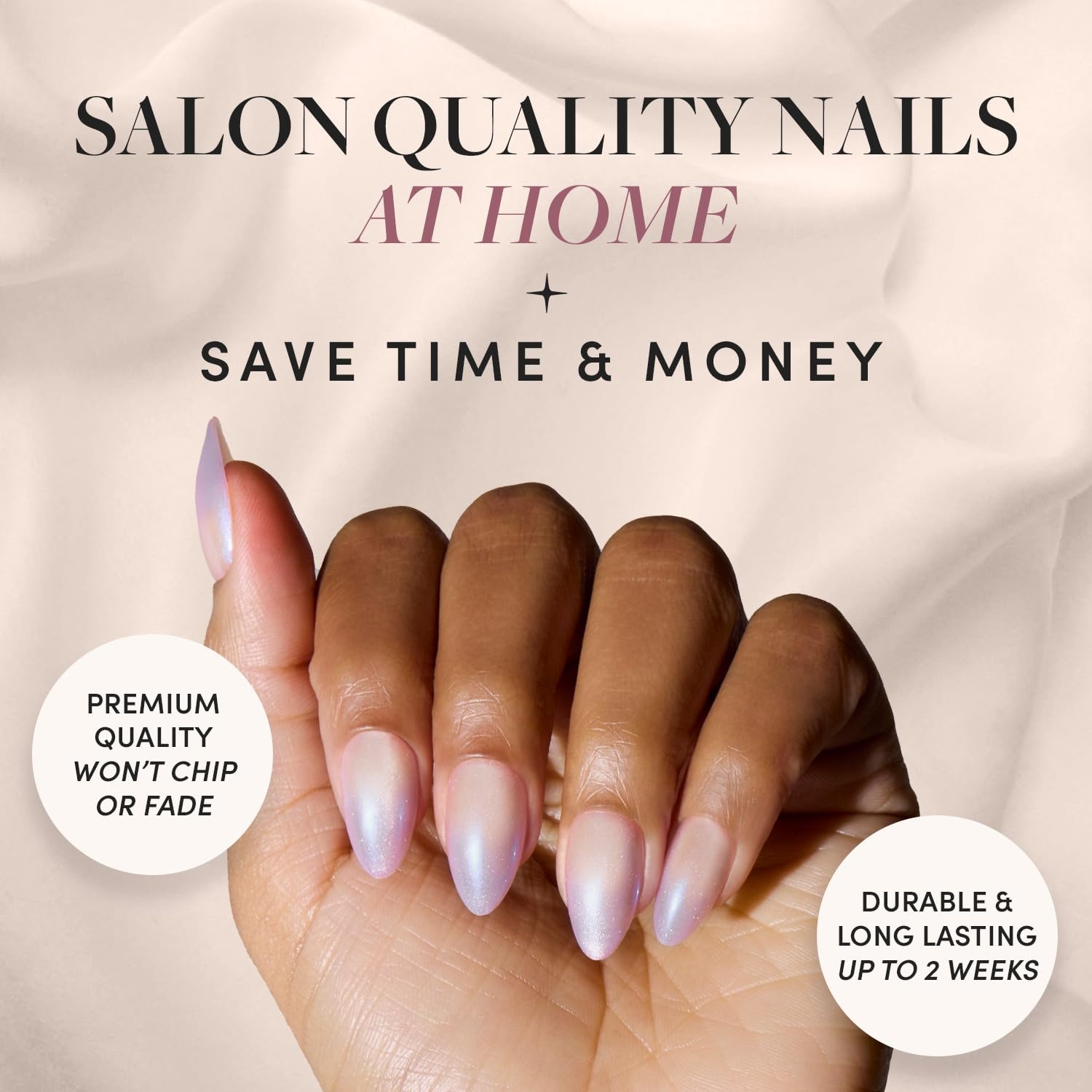 image:imageGlamnetic Press On Nails Short Oval Velvet Fake Nails 30 Pc Full Kit3F Polar Day