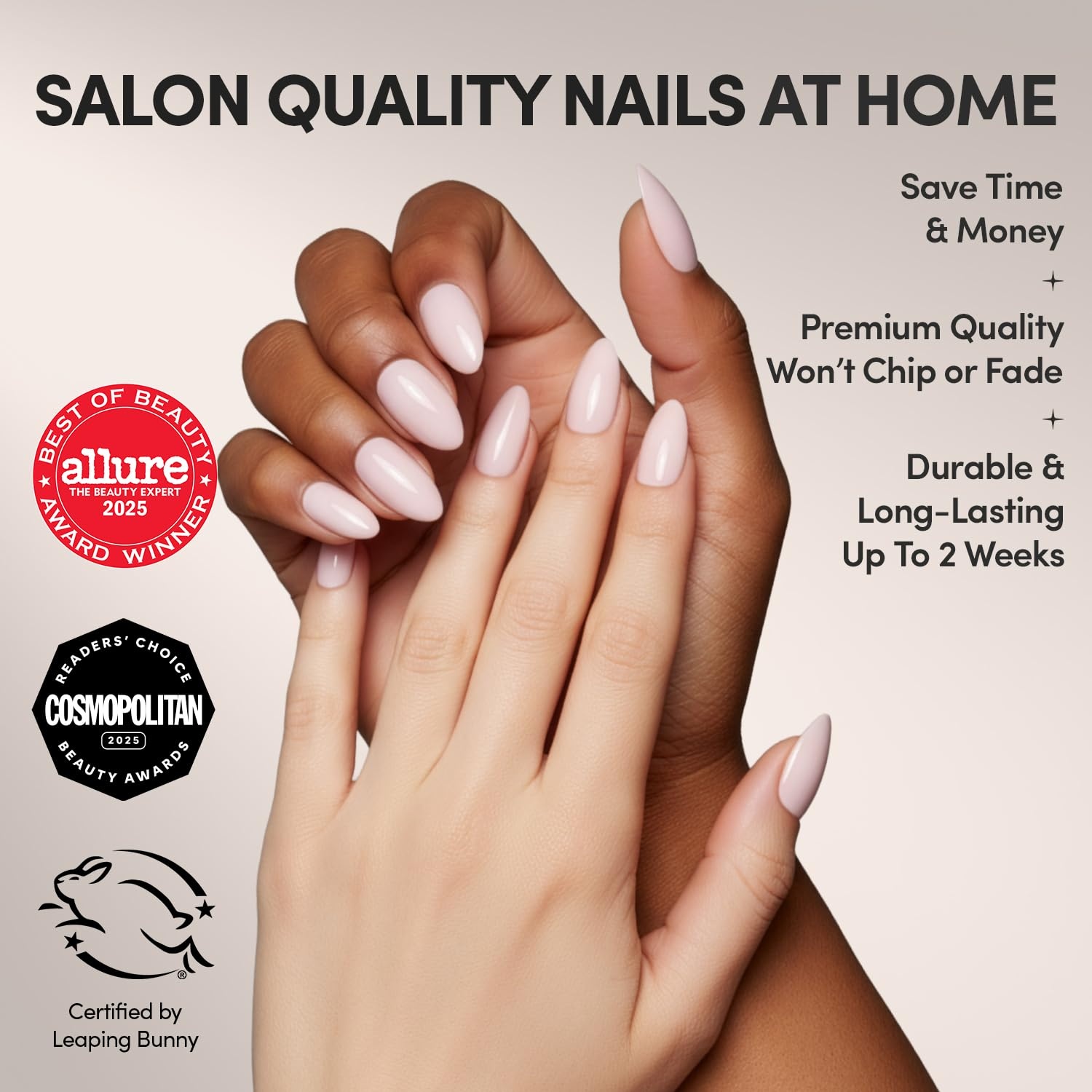image:imageGlamnetic Press On Nails Short Oval Velvet Fake Nails 30 Pc Full Kit3H Ballet Pink